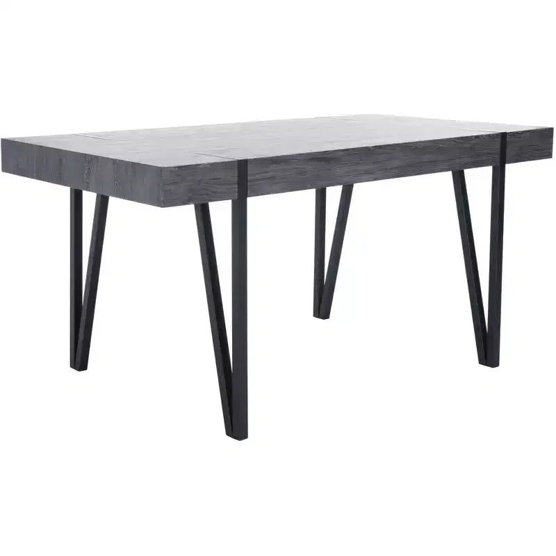 Tavolo da pranzo moderno con piano in legno massello e base in metallo