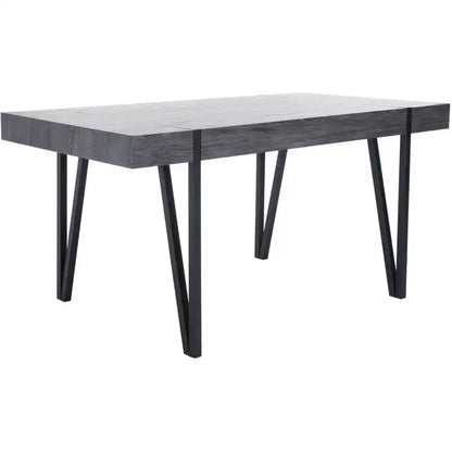 Tavolo da pranzo moderno con piano in legno massello e base in metallo