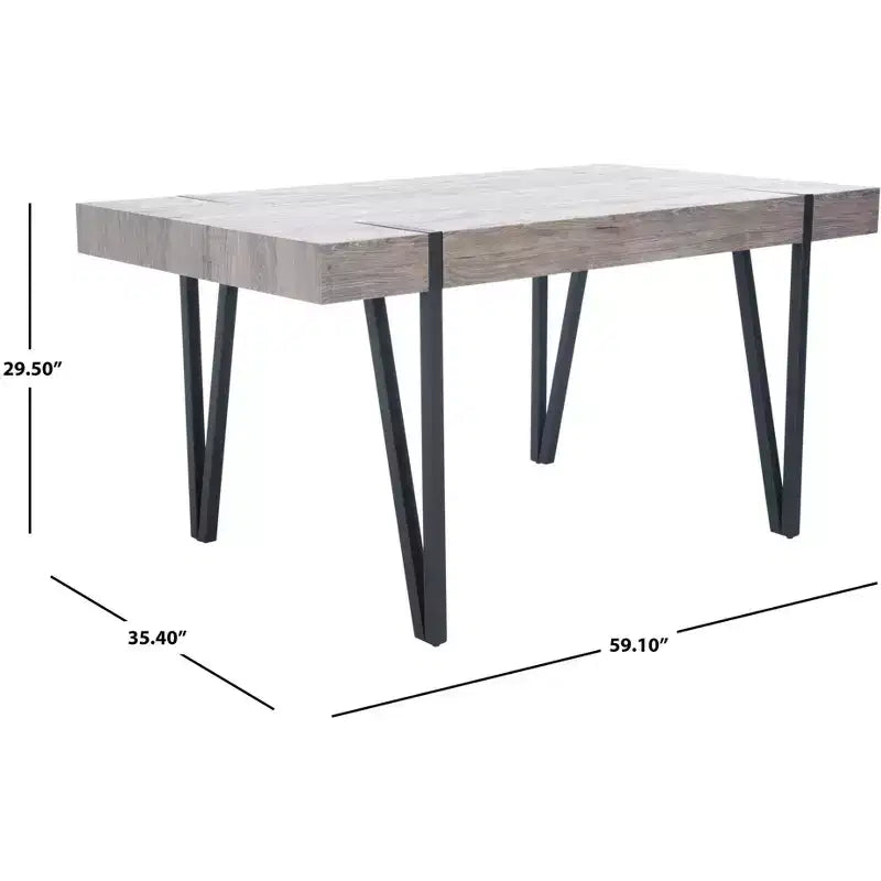 Tavolo da pranzo moderno con piano in legno massello e base in metallo