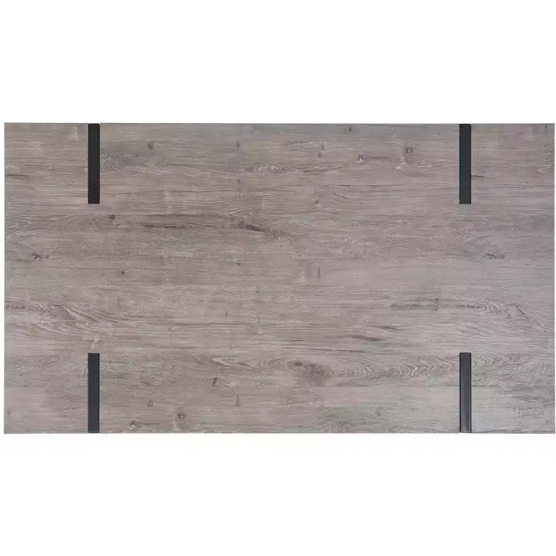Tavolo da pranzo moderno con piano in legno massello e base in metallo