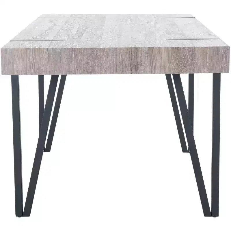Tavolo da pranzo moderno con piano in legno massello e base in metallo