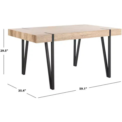 Tavolo da pranzo moderno con piano in legno massello e base in metallo