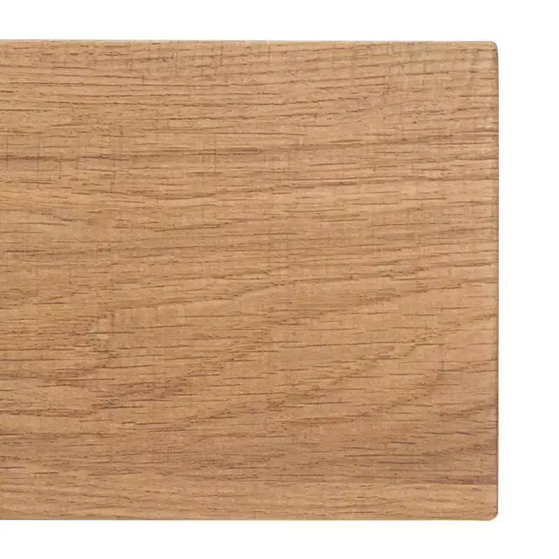 Tavolo da pranzo moderno con piano in legno massello e base in metallo