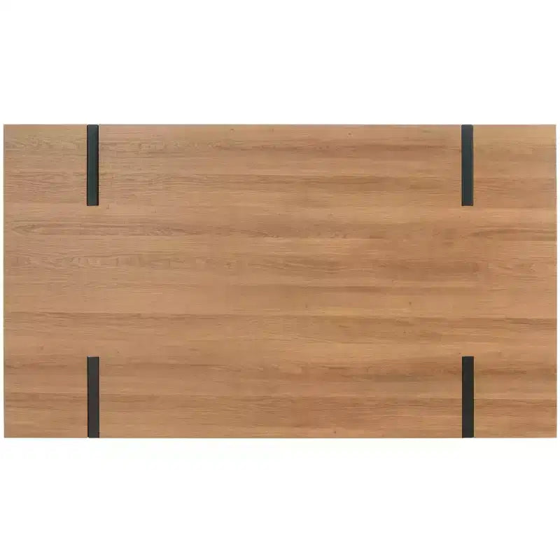 Tavolo da pranzo moderno con piano in legno massello e base in metallo