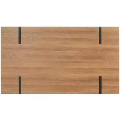 Tavolo da pranzo moderno con piano in legno massello e base in metallo