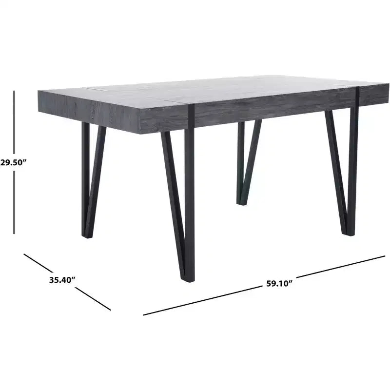 Tavolo da pranzo moderno con piano in legno massello e base in metallo