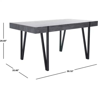 Tavolo da pranzo moderno con piano in legno massello e base in metallo