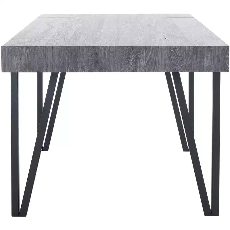 Tavolo da pranzo moderno con piano in legno massello e base in metallo