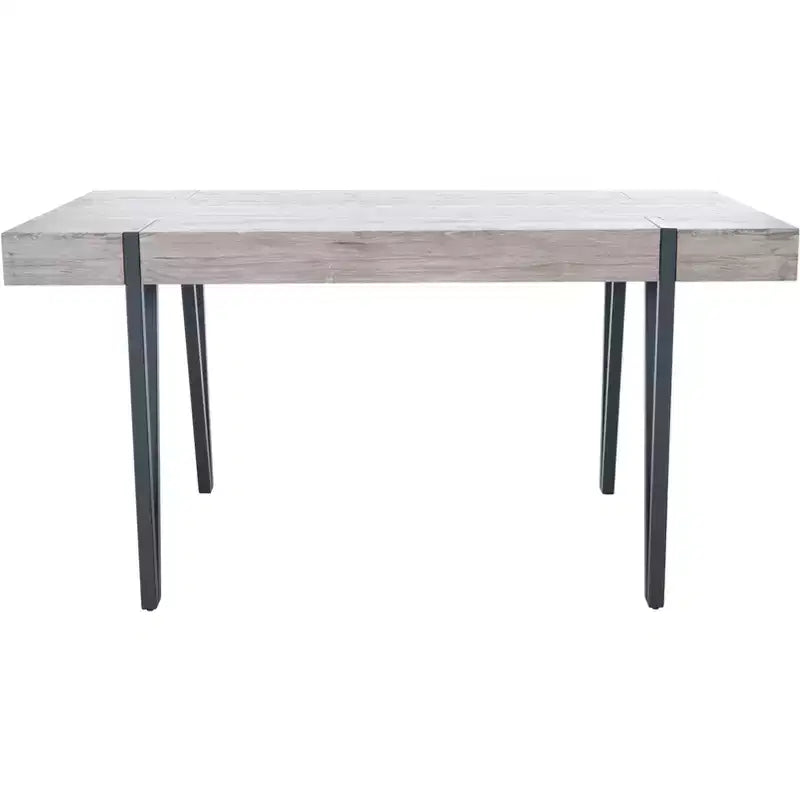 Tavolo da pranzo moderno con piano in legno massello e base in metallo