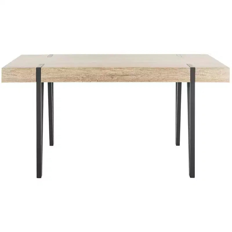 Tavolo da pranzo moderno con piano in legno massello e base in metallo