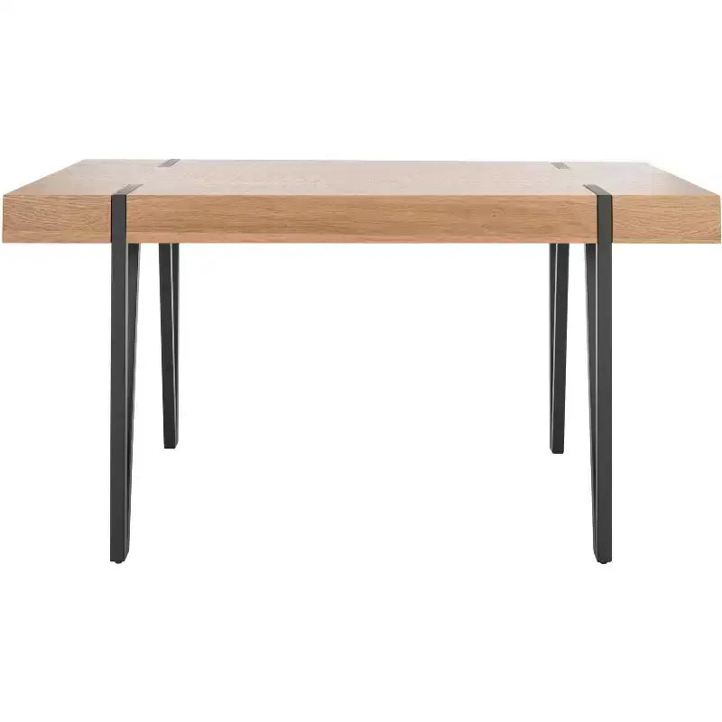 Tavolo da pranzo moderno con piano in legno massello e base in metallo