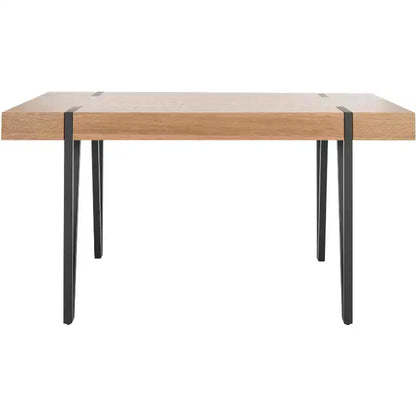 Tavolo da pranzo moderno con piano in legno massello e base in metallo