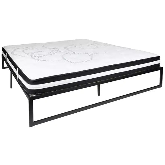 Emma and Oliver 14 Platform Bed Frame & 12 Mattress in a Box - No Box Spring Required
