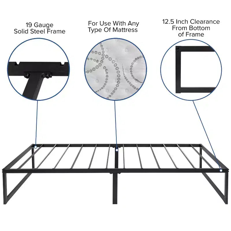 Base per letto a piattaforma da 14" con materasso a molle insacchettate da 12"