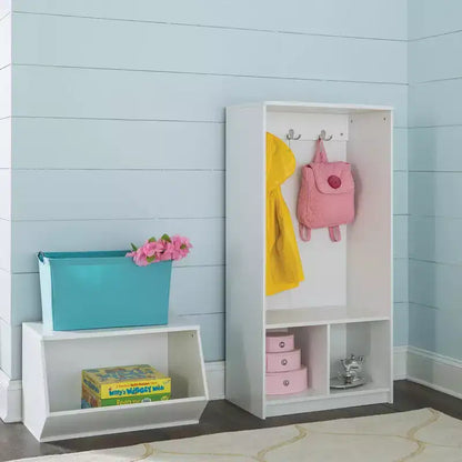 Organizzatore da parete a 2 cubi con 3 ganci – Finitura bianca