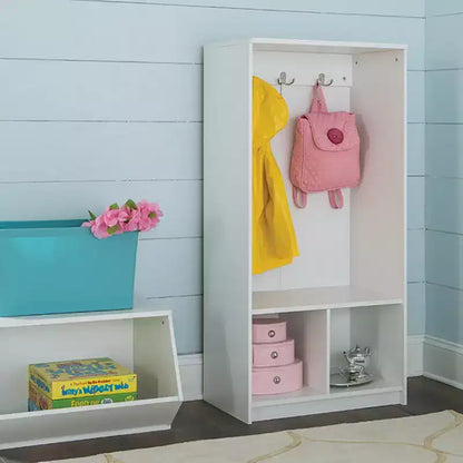 Organizzatore da parete a 2 cubi con 3 ganci – Finitura bianca