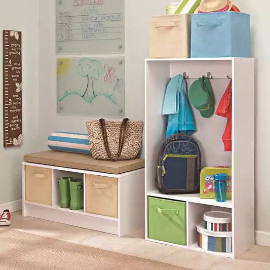 Organizzatore da parete a 2 cubi con 3 ganci – Finitura bianca